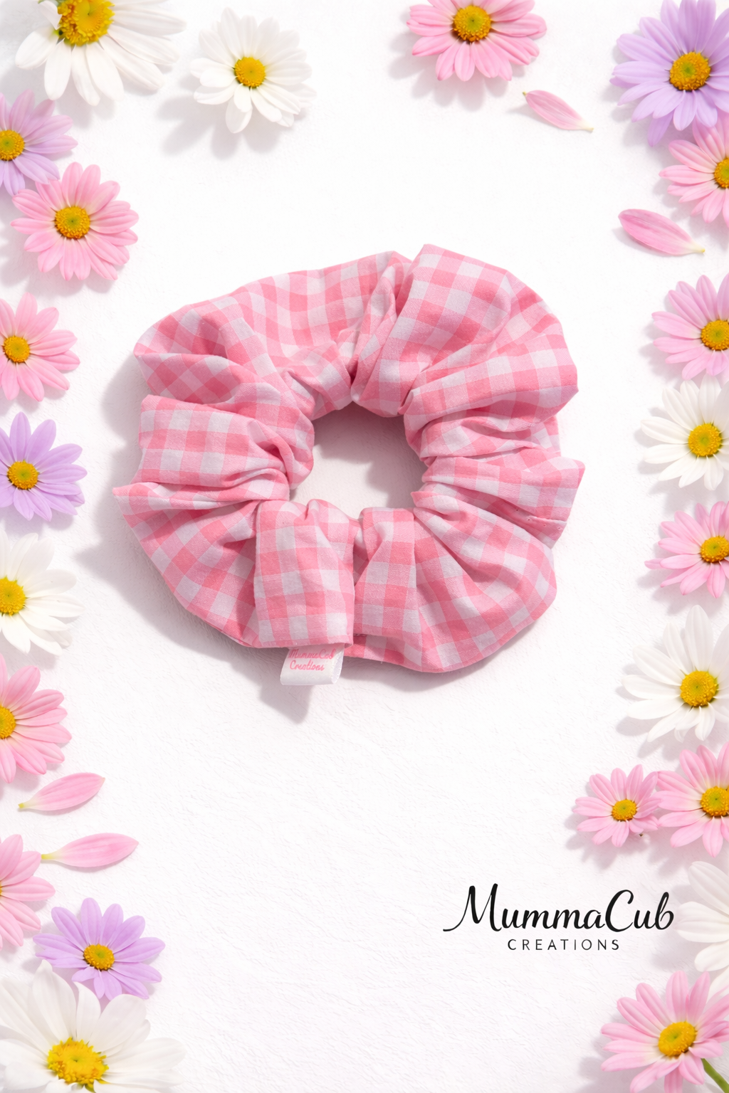 Large Pink Gingham Scrunchie
