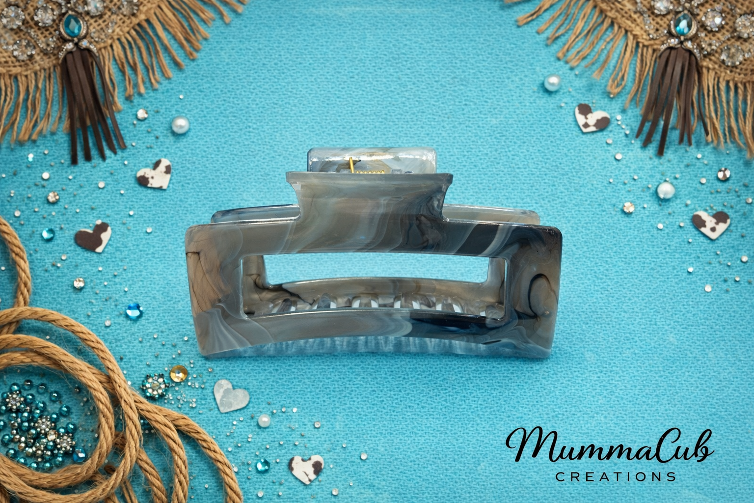 Medium Marble Grey Hair Claw Clip