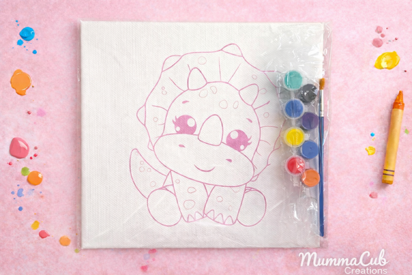 Dinosaur (Pink Outline) Canvas Painting Kit