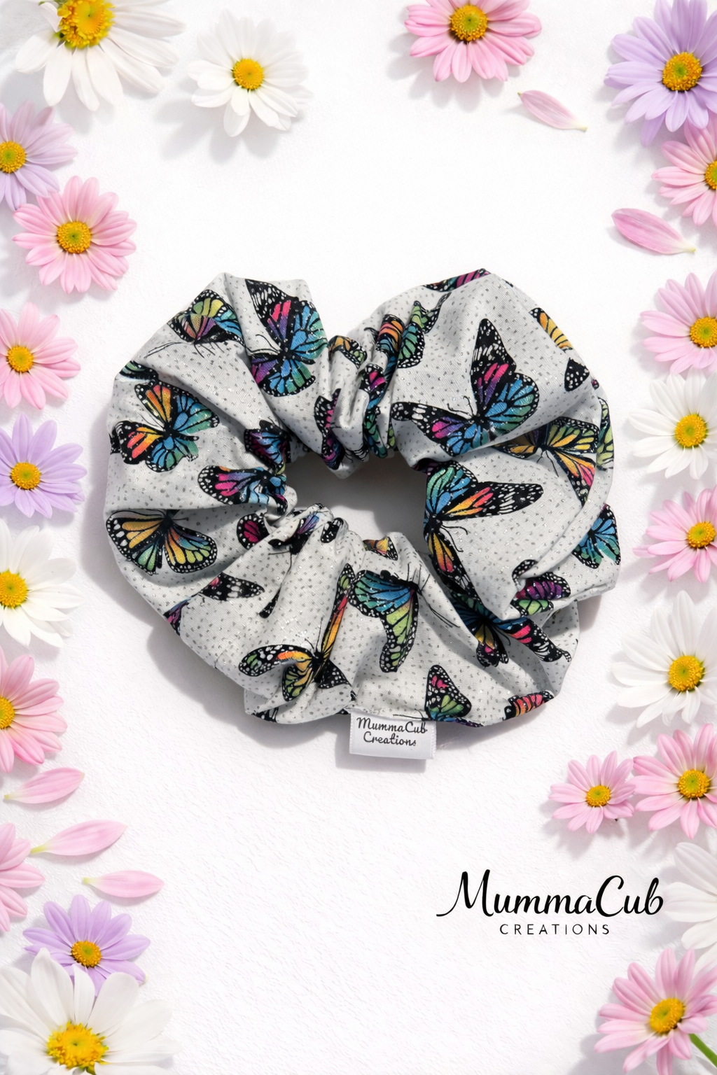 Large Rainbow Glitter Butterfly Scrunchie
