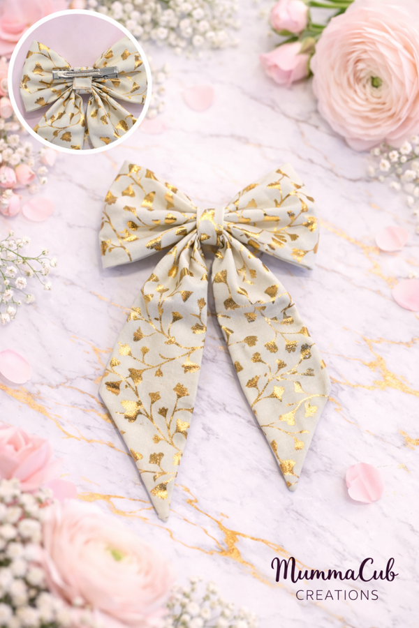 Large Golden Leaf Hair Bow