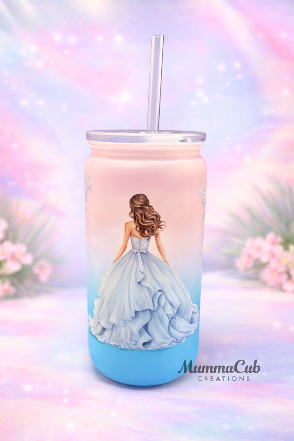 16oz BPA-Free Pink/Blue Ombre' Plastic Tumbler Design 5