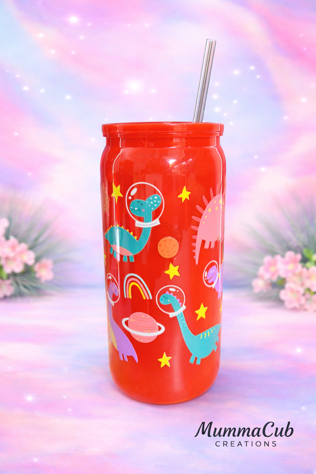 16oz BPA-Free Red Plastic Tumbler Design 2