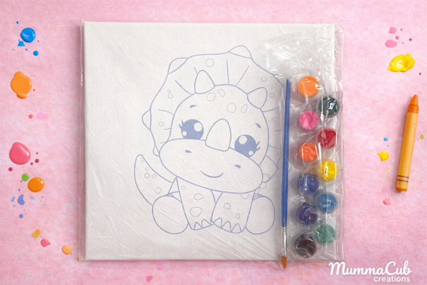 Dinosaur (Blue Outline) Canvas Painting Kit