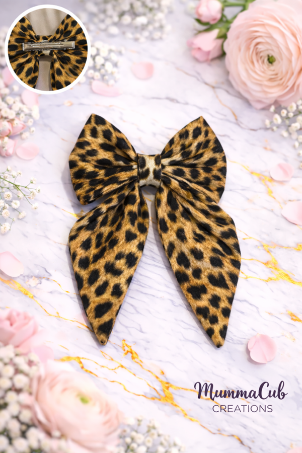 Small Leopard Print Hair Bow