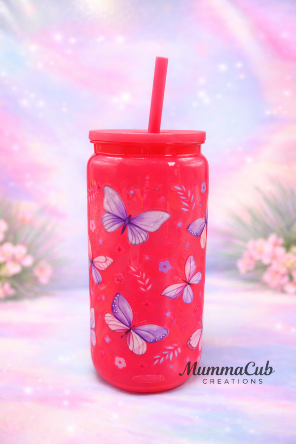 16oz BPA-Free Hot Pink Plastic Tumbler Design 11