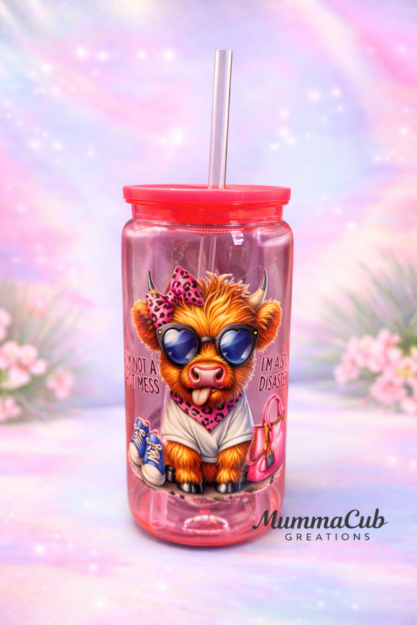 16oz BPA-Free Pink Plastic Tumbler Design 3