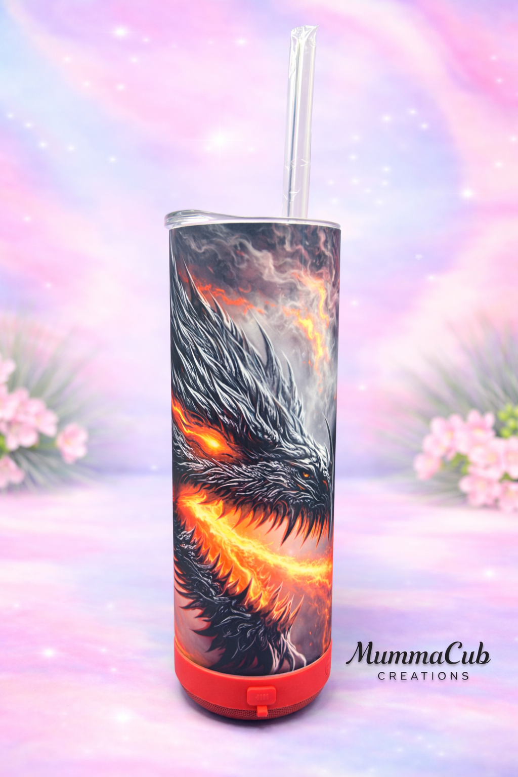 20oz Insulated Sublimation Tumbler Design 5 with Red Bluetooth Speaker