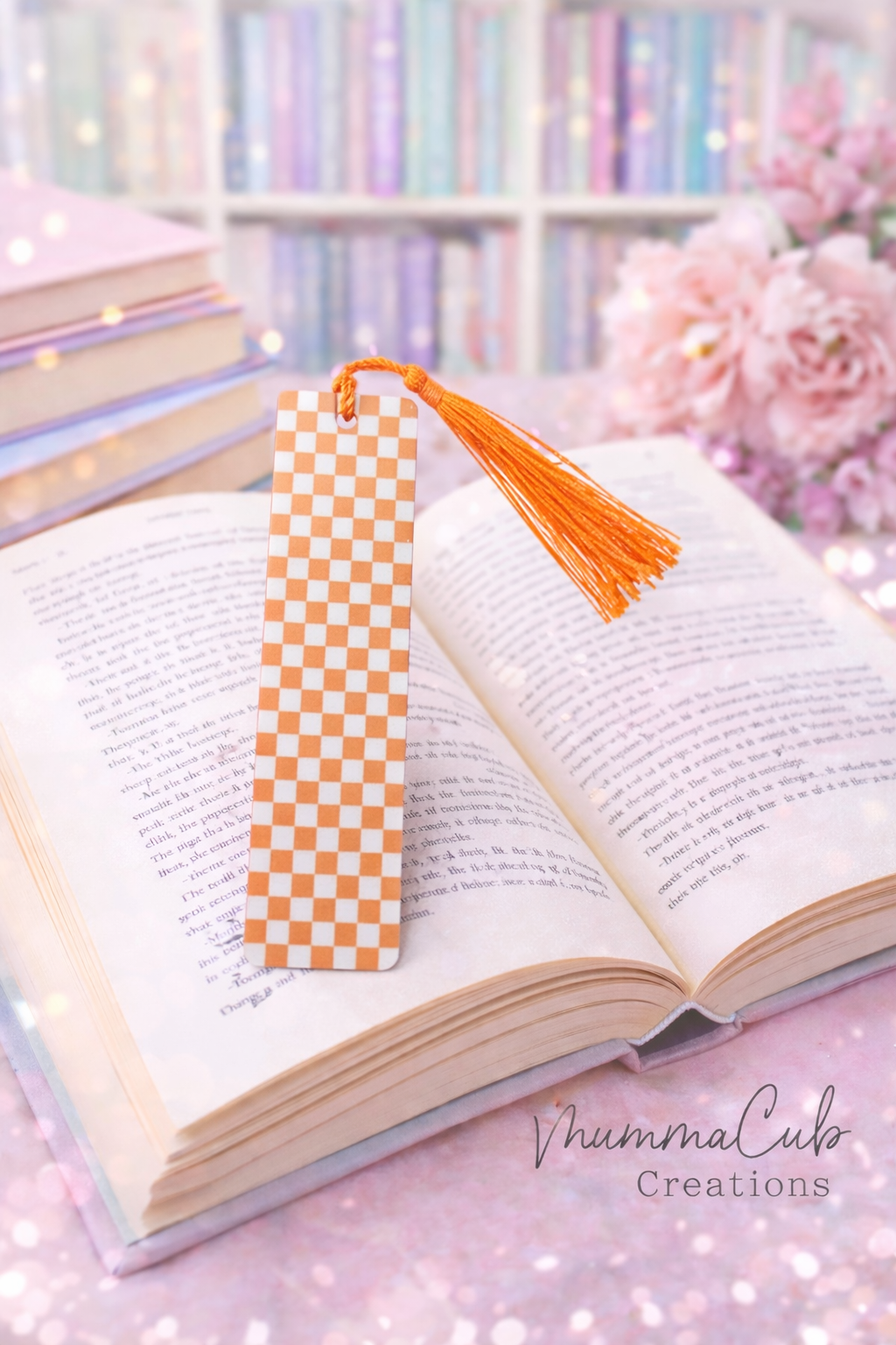'Orange Checkered' Bookmark with tassel