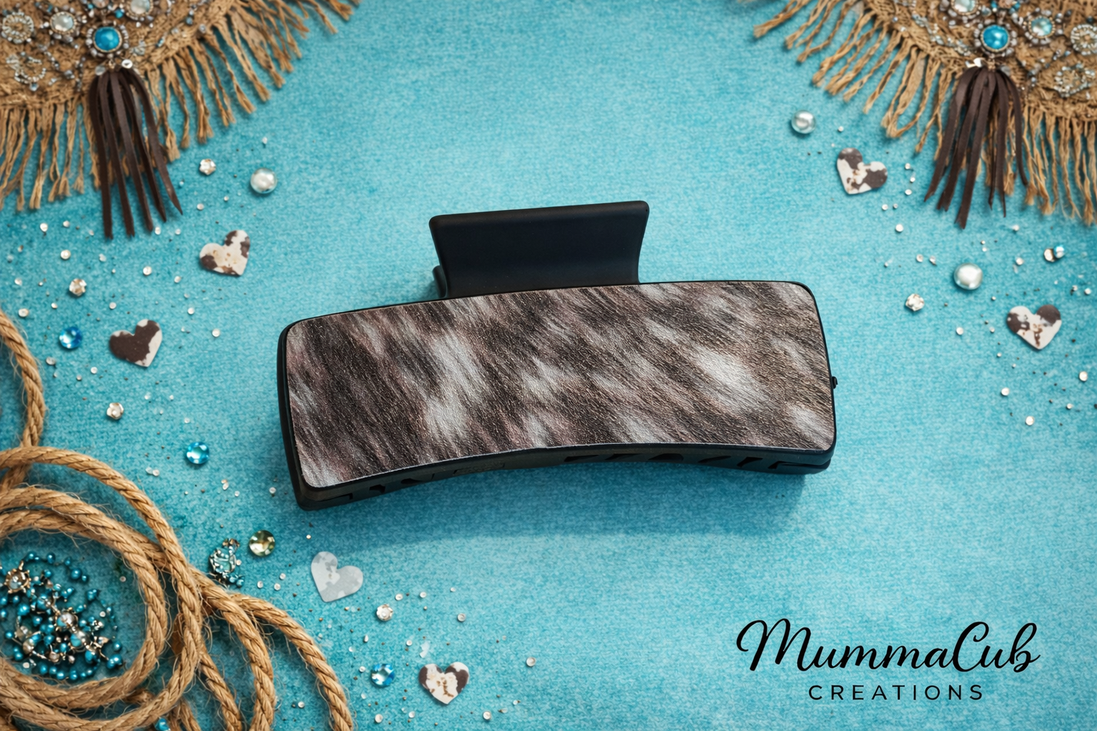 Large Brown Fur Pattern Hair Claw Clip