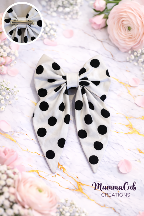 Small Black Polka Dot Hair Bow