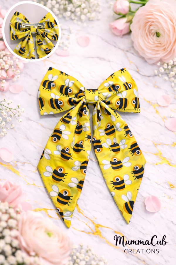 Large Yellow Bees Hair Bow