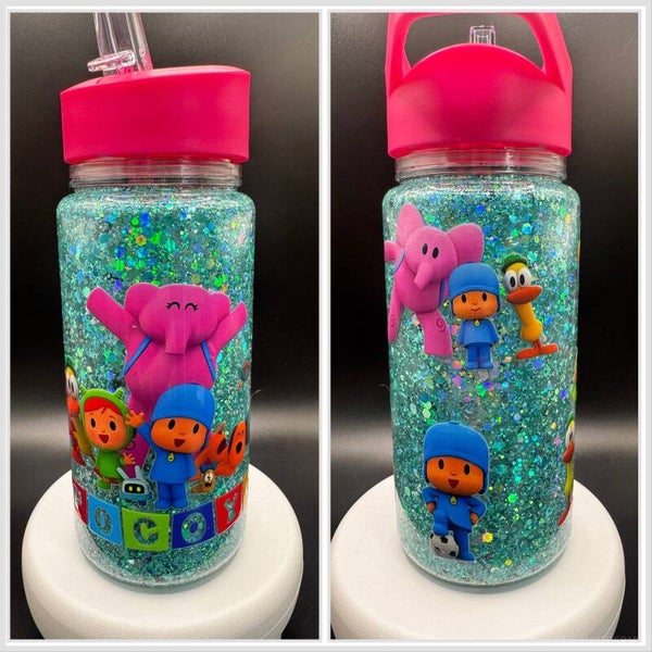 Seconds/Imperfect - 10oz Light Blue Glitter Cartoon Sippy Cup