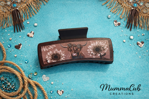Large Brown Hair Claw Clip (Bow in Cows Hair)