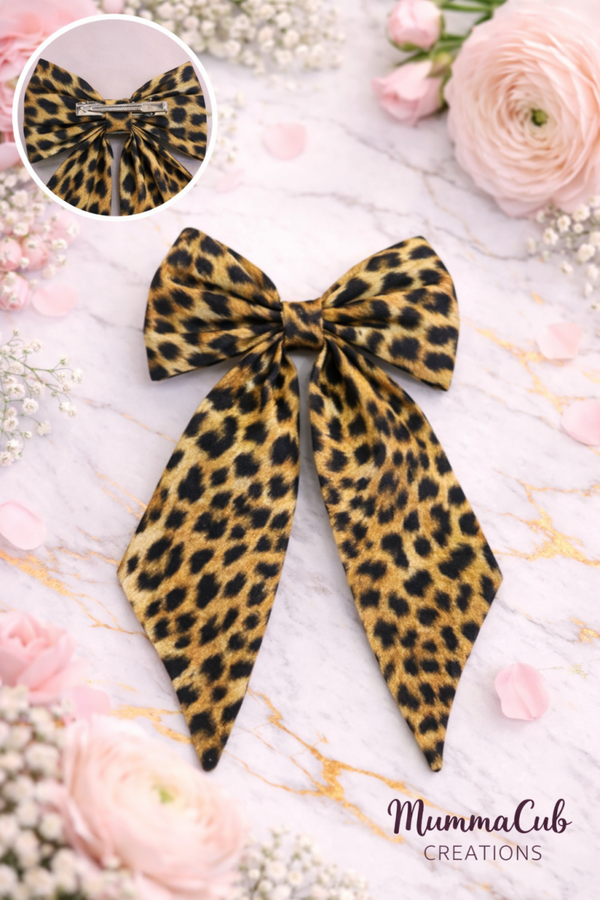 Large Leopard Print Hair Bow