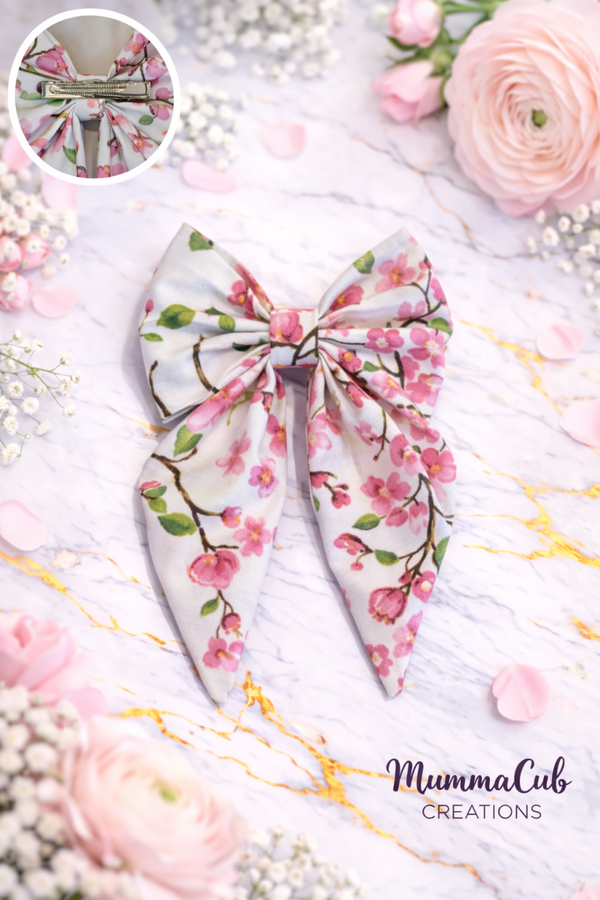 Small Cherry Blossoms Hair Bow