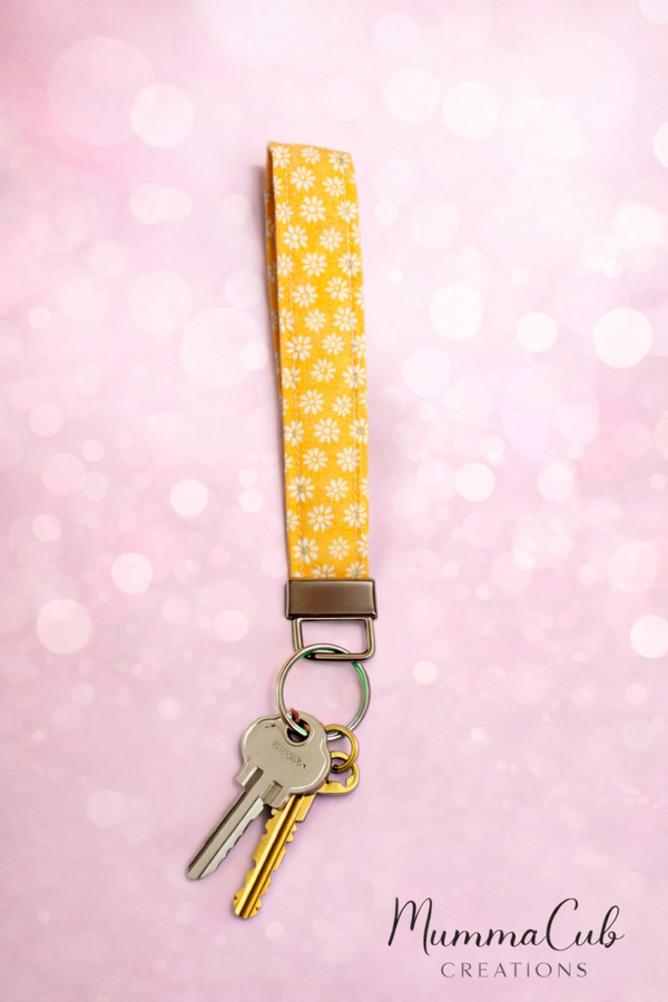 Handmade Fabric Wristlet yellow/orange Design 29