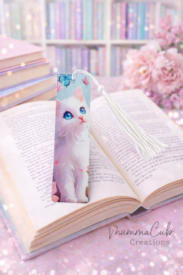 'Blue Eyed Kitten' Bookmark with tassel