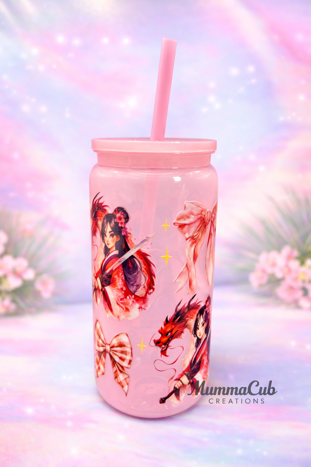 16oz BPA-Free Pink Plastic Tumbler Design 18