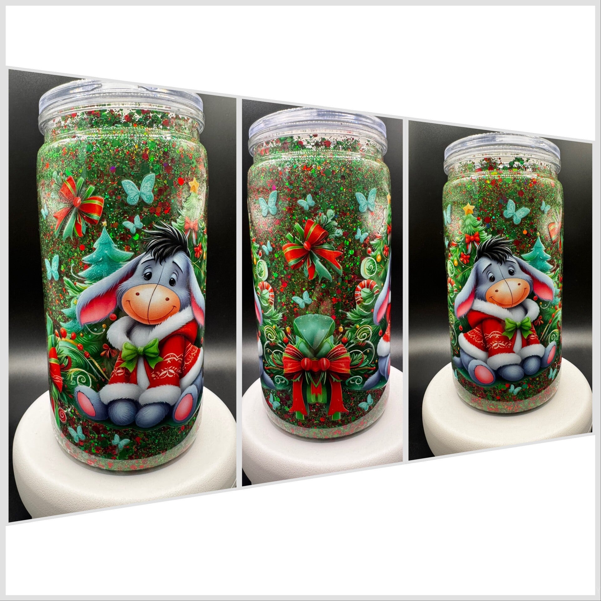 16oz Acrylic Glitter Tumbler - Design 4 (Christmas Theme)