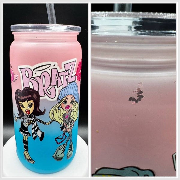 Seconds/Imperfect - 16oz BPA Free Plastic Pink and Blue Ombre' 'Dolls' Tumbler with small Design Flaws