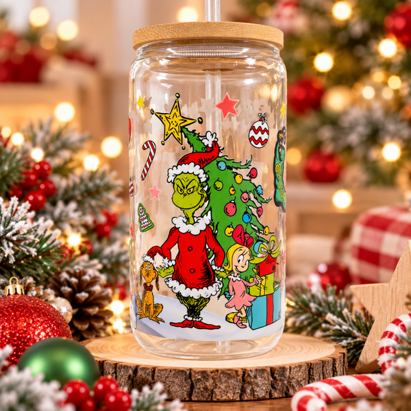 16oz Christmas Glass Tumbler