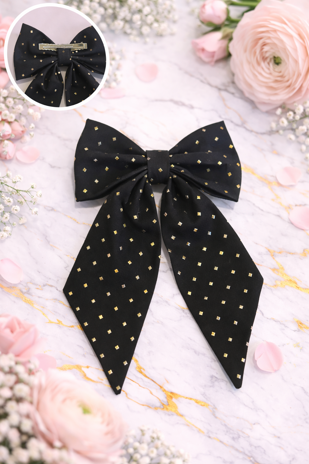 Large Black with Diamantes Hair Bow