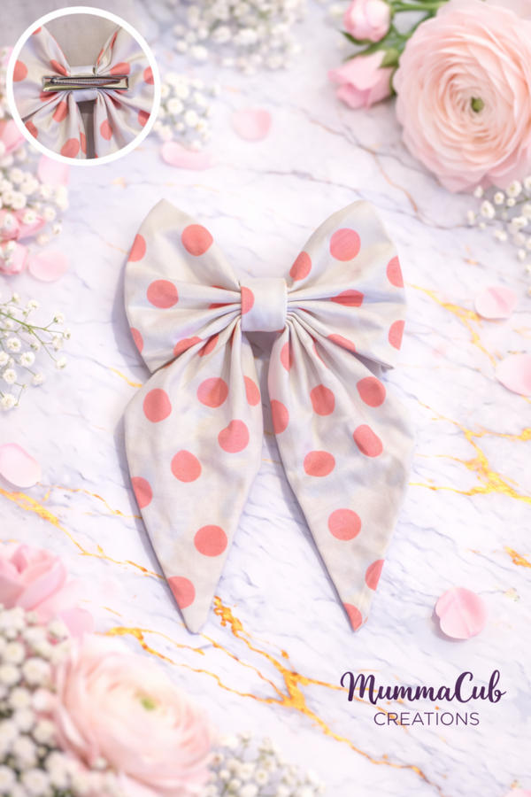 Small Pink Polka Dot Hair Bow