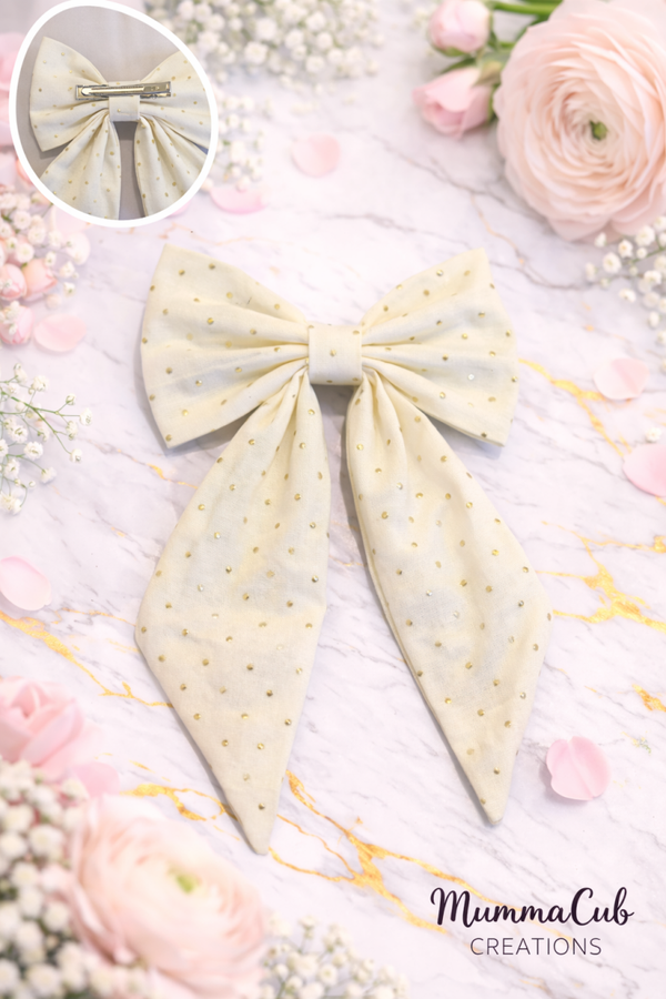 Large Cream with Diamantes Hair Bow