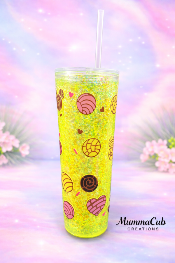 24oz Acrylic Tumbler Design 3 (Yellow Glitter)