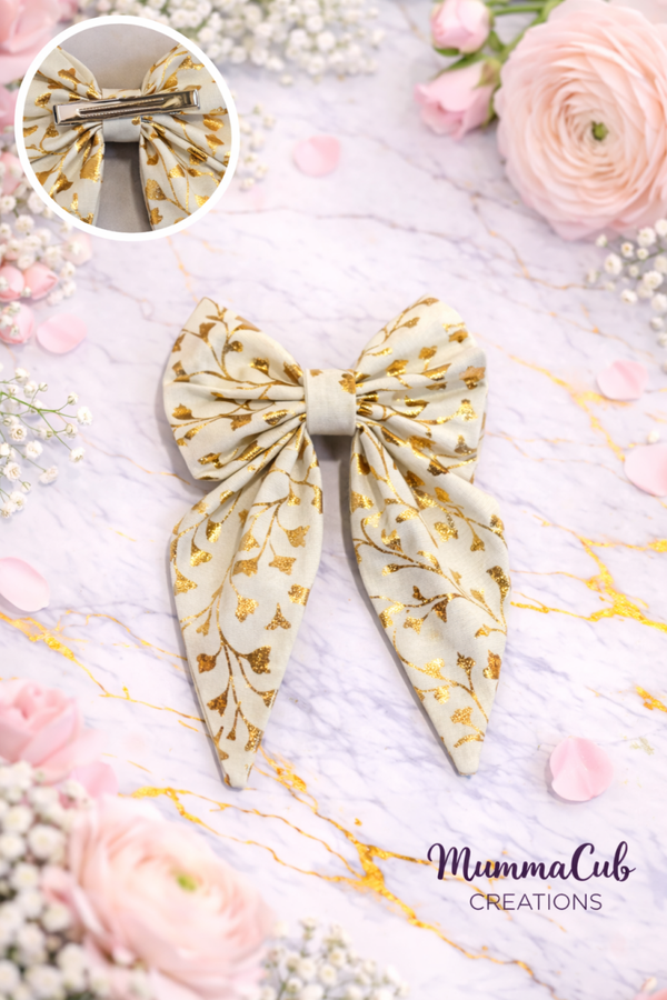 Small Golden leaf Hair Bow