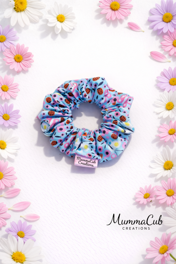 Small Teal Bugs Scrunchie