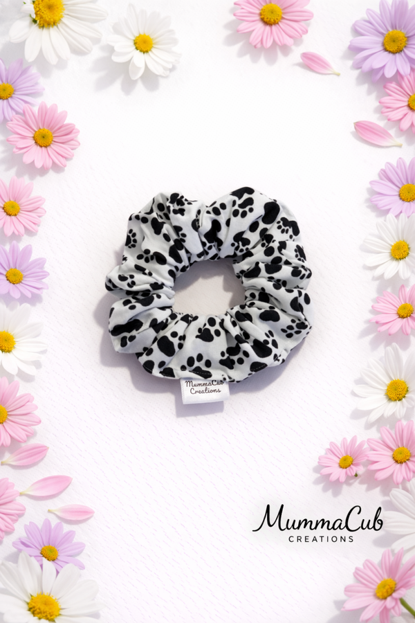 Small White Paw Scrunchie