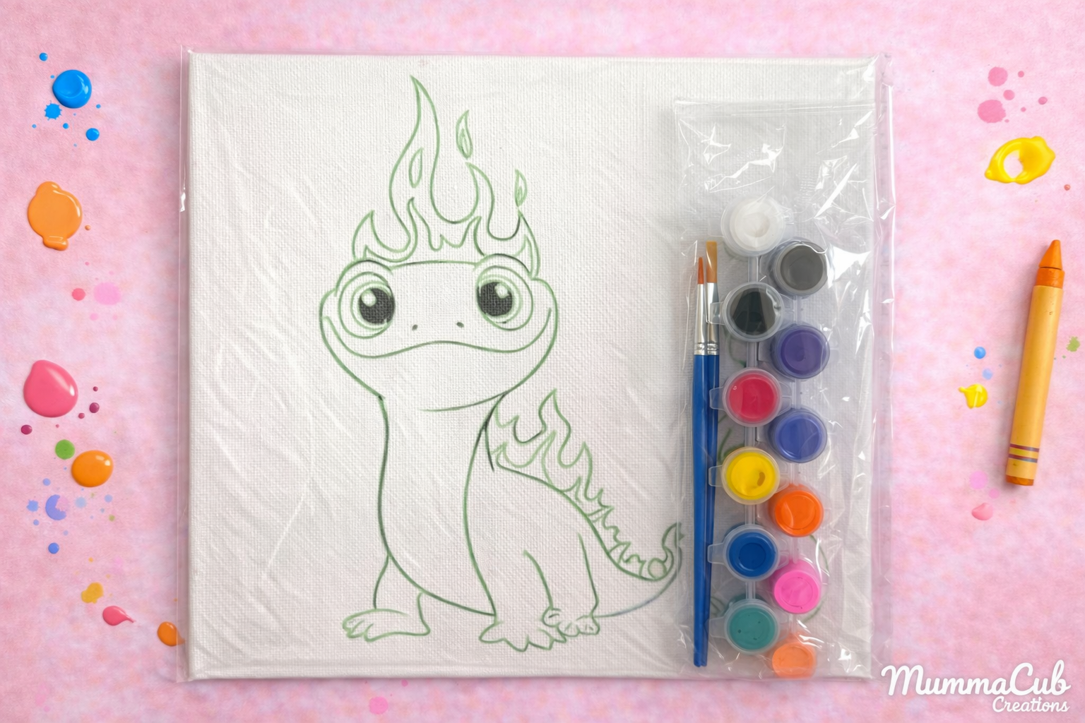 Gecko (Green Outline) Canvas Painting Kit