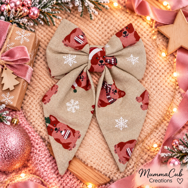 Small Christmas Hair Bow design 8