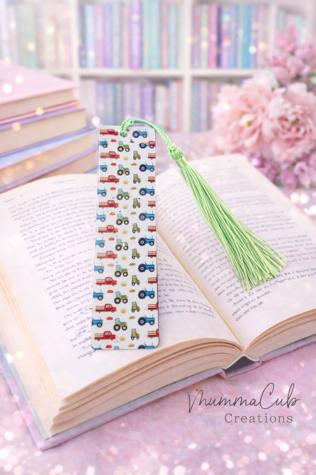 'Tractors' Bookmark with tassel