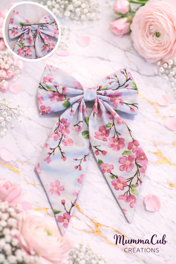 Large Cherry Blossoms Hair Bow