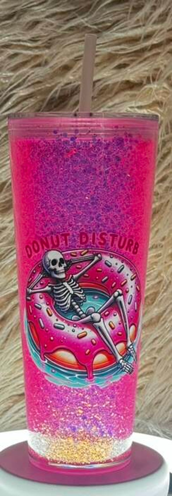 24oz Acrylic Tumbler Design 1 (Hot Pink Glitter)