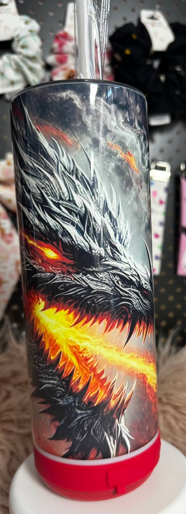 20oz Insulated Sublimation Tumbler Design 5 with Red Bluetooth Speaker