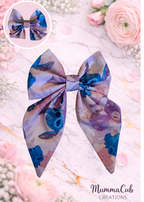 Small Blue and Pink Monsters Hair Bow