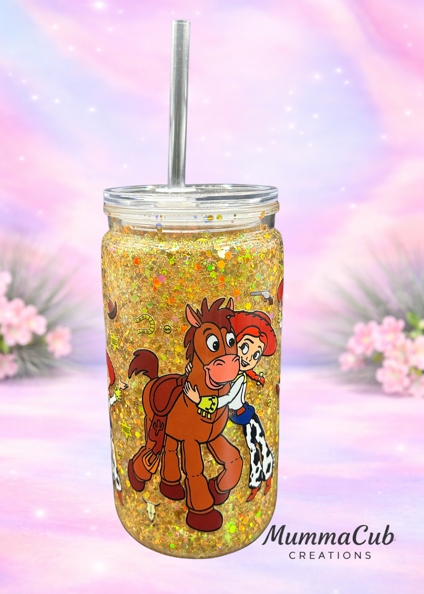 16oz Acrylic Glitter Tumbler - Design 9