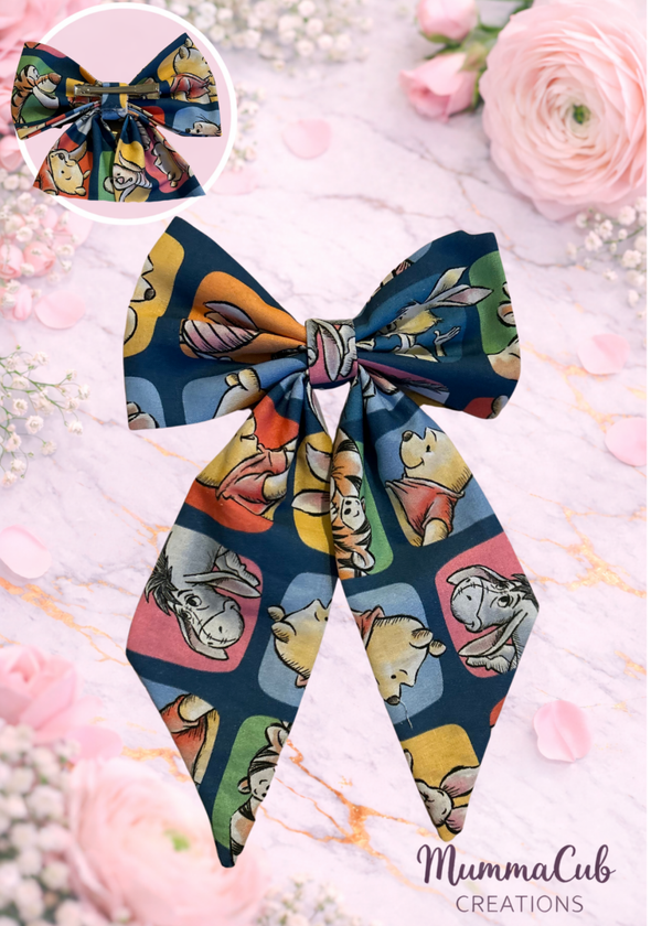 Large Bear and Friends Collage Hair Bow