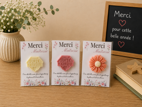 Marguerite sur sa carte "Merci"