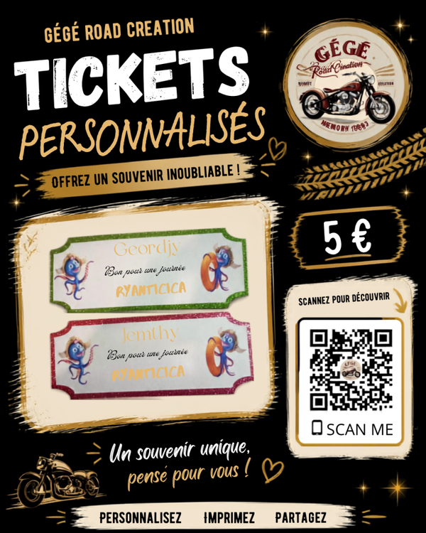 Ticket cadeau a personnaliser