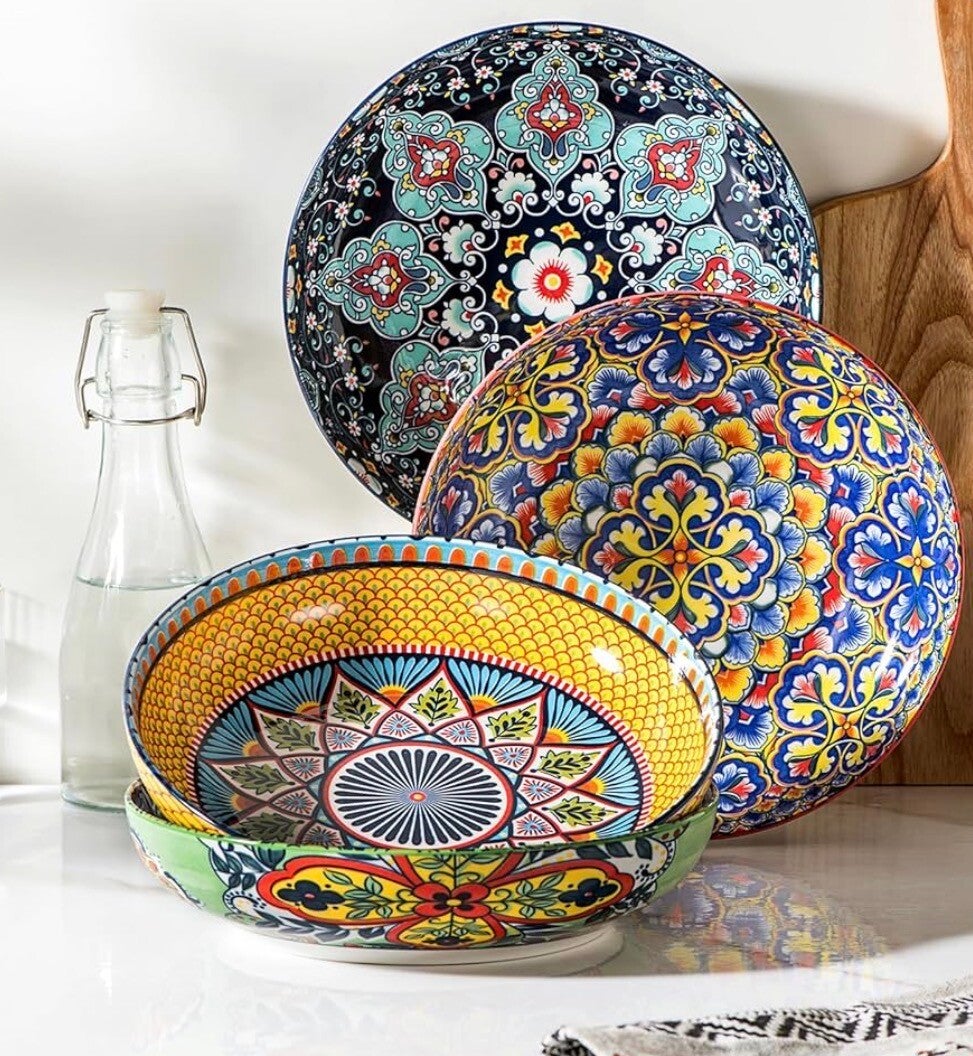 Miski do makaronu 1,275 g, porcelanowe miski do sałatek, zestaw 4 sztuk