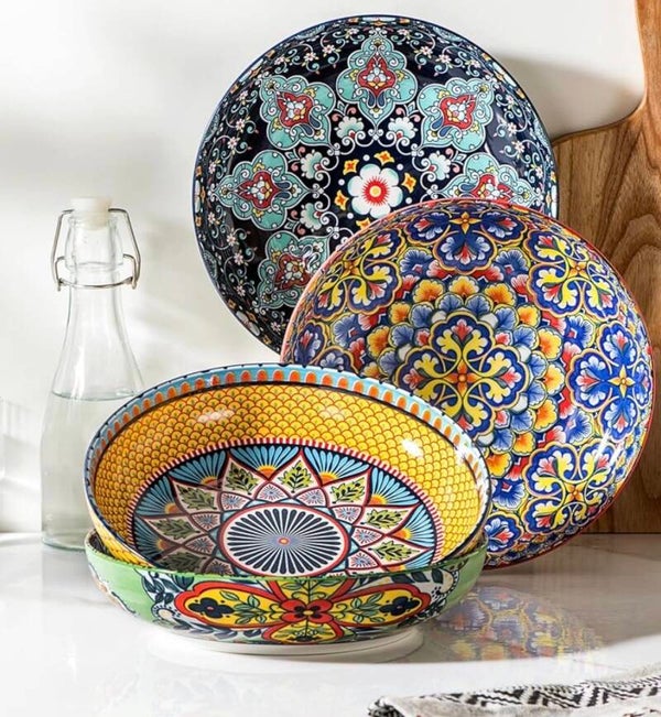 Miski do makaronu 1,275 g, porcelanowe miski do sałatek, zestaw 4 sztuk