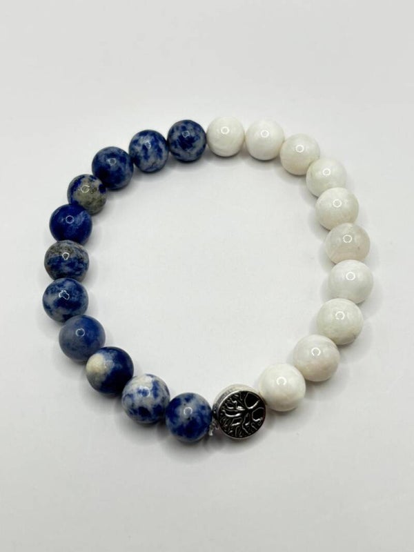 Sodalite and Moonstone bracelet with Tree of Life charm-