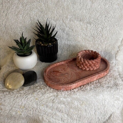 Plateau et petit pot en Jesmonite