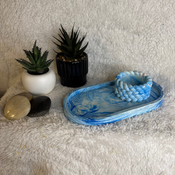 Plateau et petit pot en Jesmonite