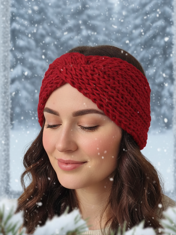 Handgestricktes Stirnband „Winterwärme Deluxe"